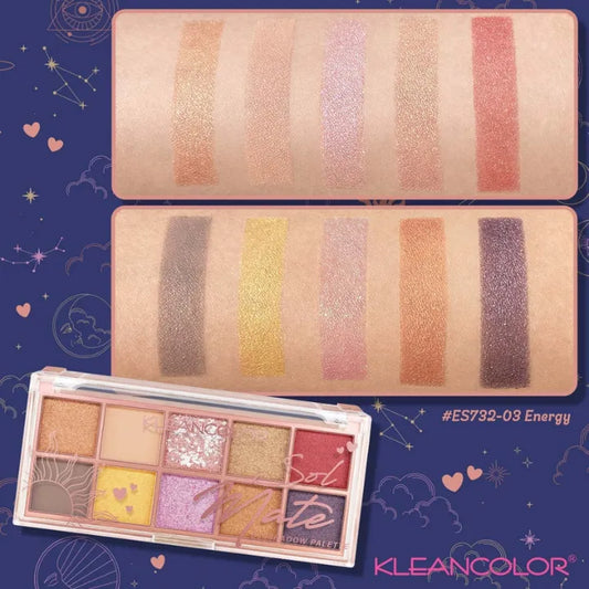 Paleta de Sombras Sol Mate KleanColor 10 Tonos - Energy
